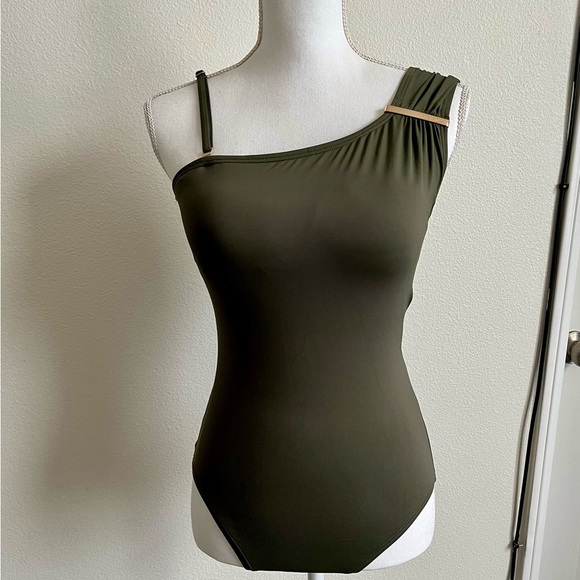Olive Green One-Shoulder Women's Top Michael Michael Kors - Picture 1 of 9